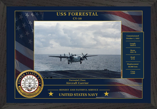 USS Forrestal CV-59 Framed Patriotic Photo
