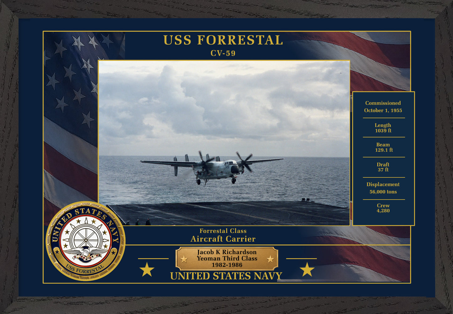 USS Forrestal CV-59 Framed Patriotic Photo