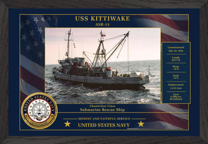 USS Kittiwake ASR-13 Framed Patriotic Photo