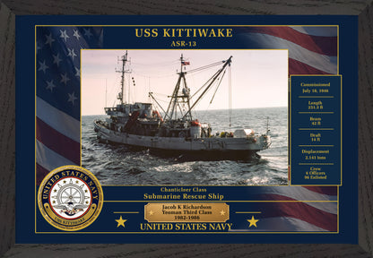 USS Kittiwake ASR-13 Framed Patriotic Photo