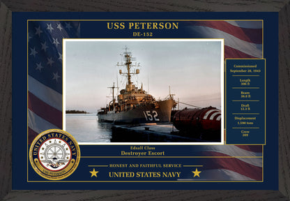 USS Peterson DE-152 Framed Patriotic Photo