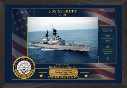 USS Sterett CG-31 Framed Patriotic Photo