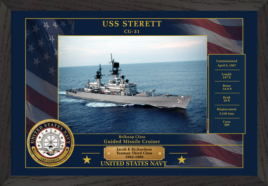 USS Sterett CG-31 Framed Patriotic Photo