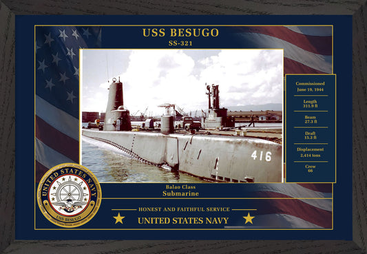 USS Besugo SS-321 Framed Patriotic Photo