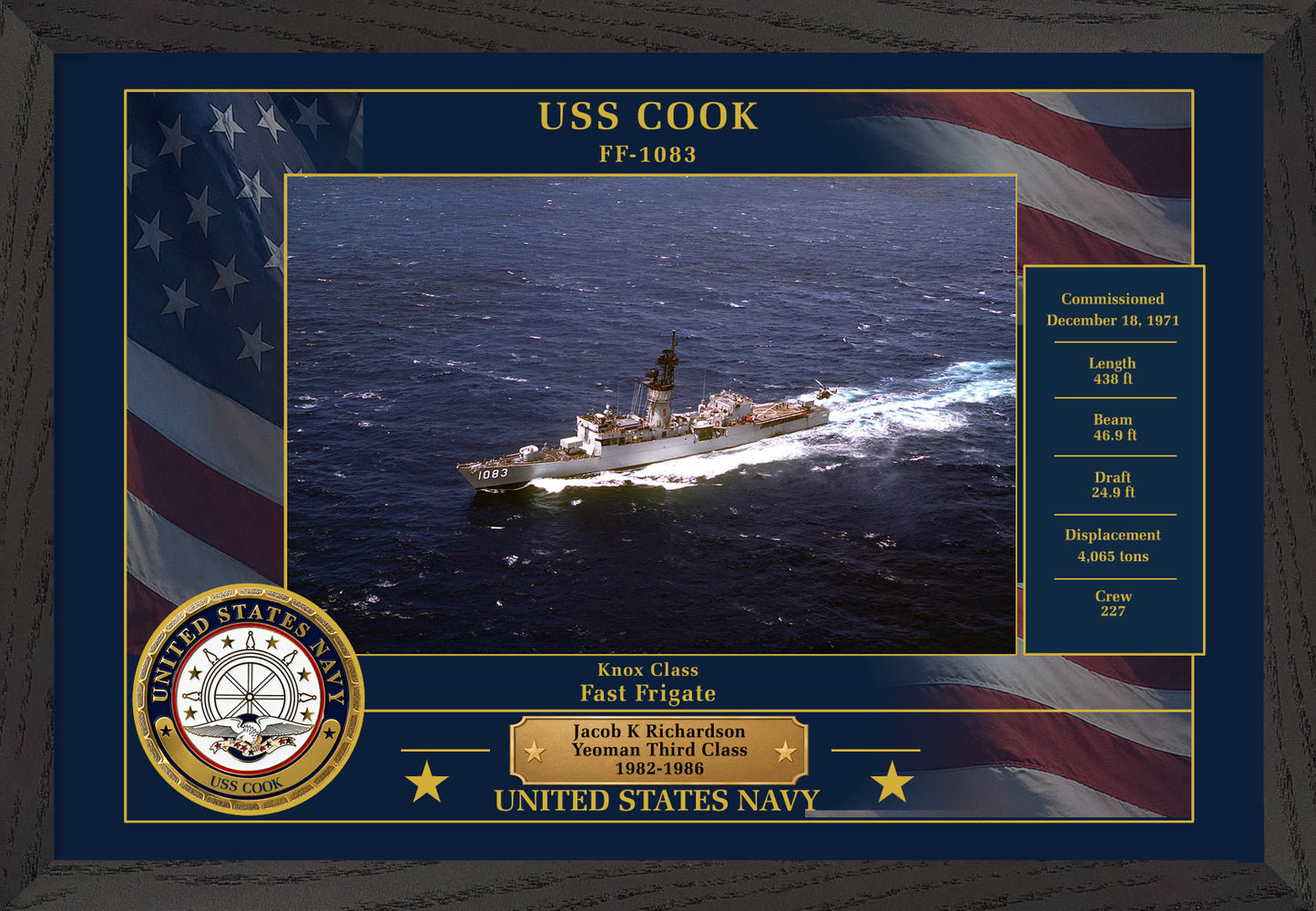 USS Cook FF-1083 Framed Patriotic Photo