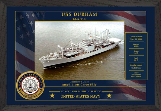 USS Durham LKA-114 Framed Patriotic Photo