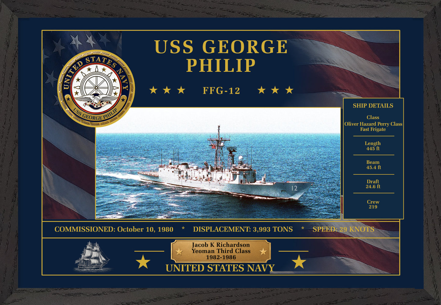 USS George Philip FFG-12 Framed Patriotic Art