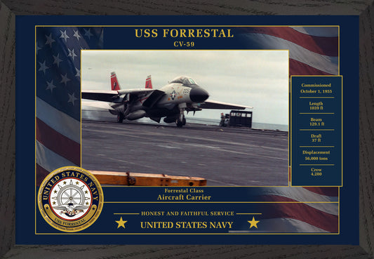 USS Forrestal CV-59 Framed Patriotic Photo
