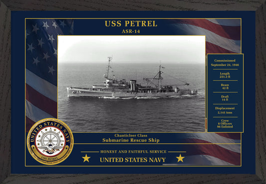 USS Petrel ASR-14 Framed Patriotic Photo