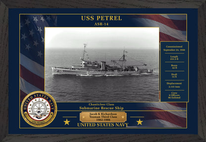 USS Petrel ASR-14 Framed Patriotic Photo