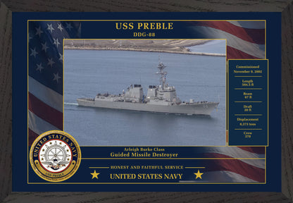 USS Preble DDG-88 Framed Patriotic Photo