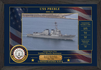 USS Preble DDG-88 Framed Patriotic Photo