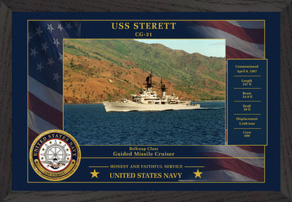 USS Sterett CG-31 Framed Patriotic Photo