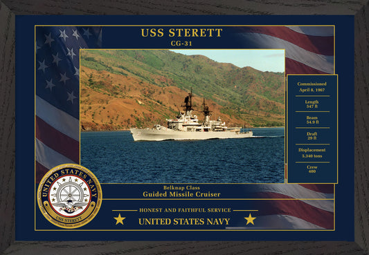 USS Sterett CG-31 Framed Patriotic Photo