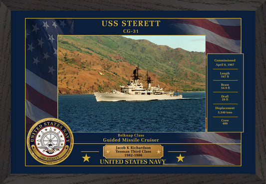 USS Sterett CG-31 Framed Patriotic Photo