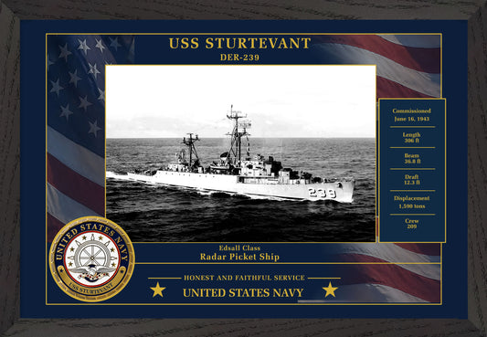 USS Sturtevant DER-239 Framed Patriotic Photo