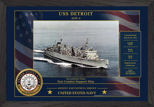 USS Detroit AOE-4 Framed Patriotic Photo