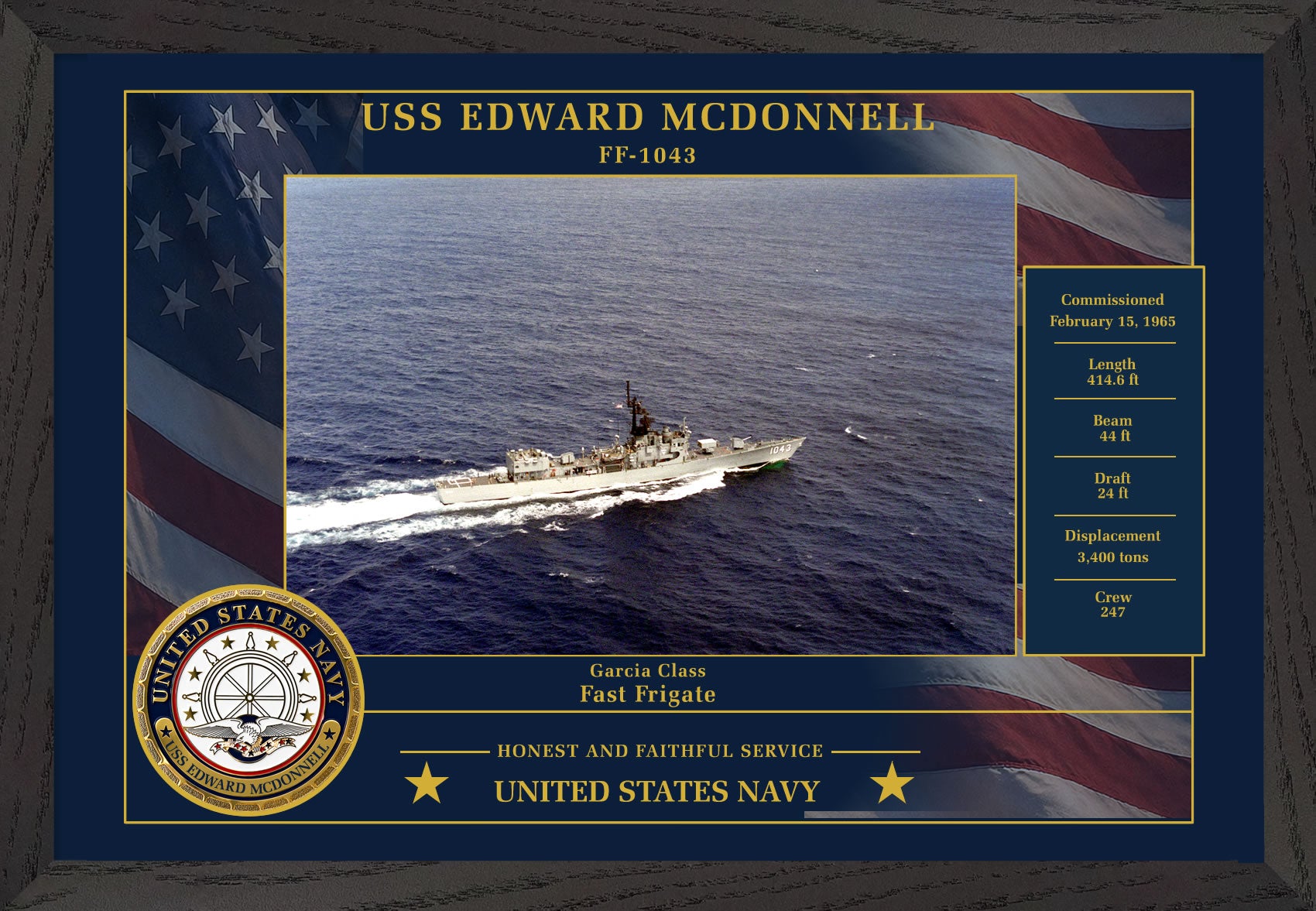USS Edward Mcdonnell FF-1043 Framed Patriotic Photo