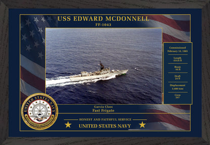 USS Edward Mcdonnell FF-1043 Framed Patriotic Photo