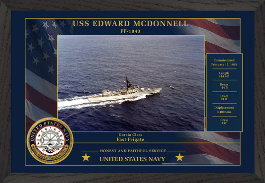 USS Edward Mcdonnell FF-1043 Framed Patriotic Photo