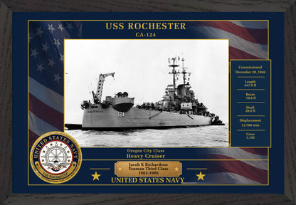 USS Rochester CA-124 Framed Patriotic Photo