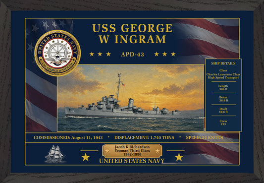 USS George W Ingram APD-43 Framed Patriotic Art