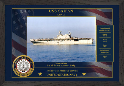 USS Saipan LHA-2 Framed Patriotic Photo