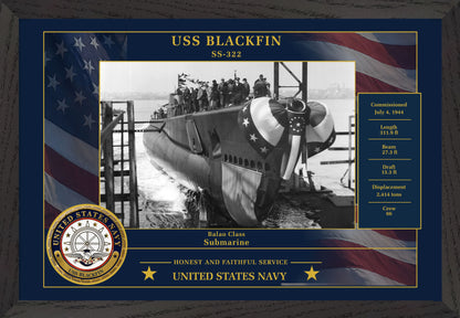USS Blackfin SS-322 Framed Patriotic Photo