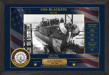 USS Blackfin SS-322 Framed Patriotic Photo