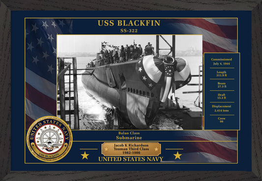 USS Blackfin SS-322 Framed Patriotic Photo