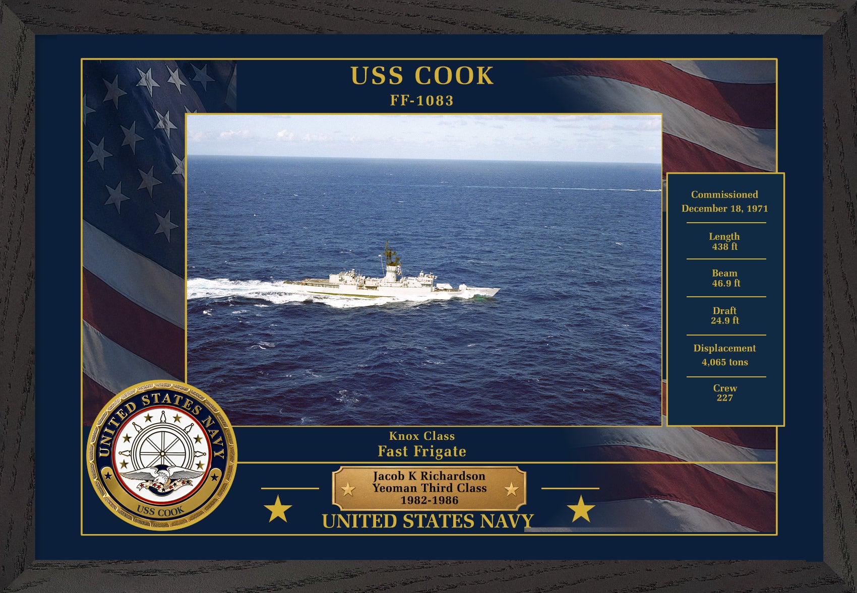USS Cook FF-1083 Framed Patriotic Photo