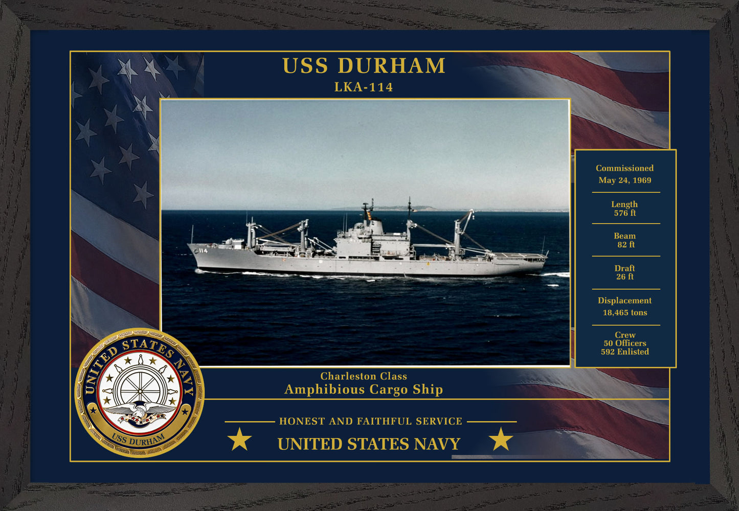 USS Durham LKA-114 Framed Patriotic Photo