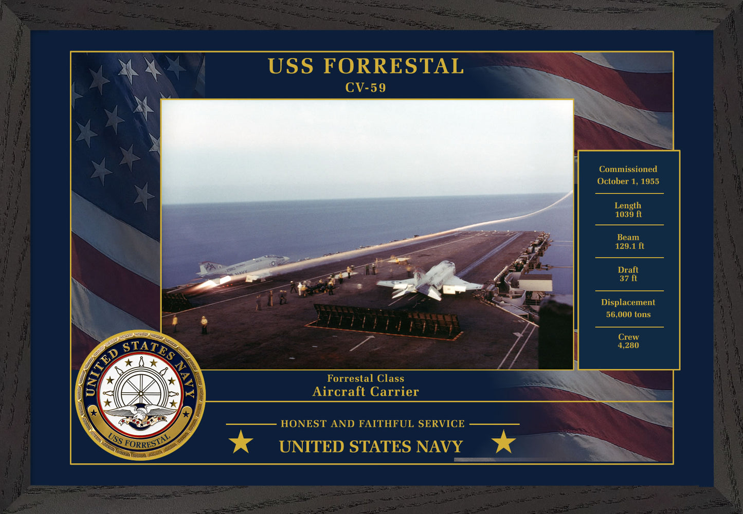 USS Forrestal CV-59 Framed Patriotic Photo