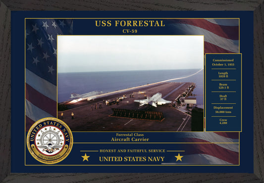 USS Forrestal CV-59 Framed Patriotic Photo