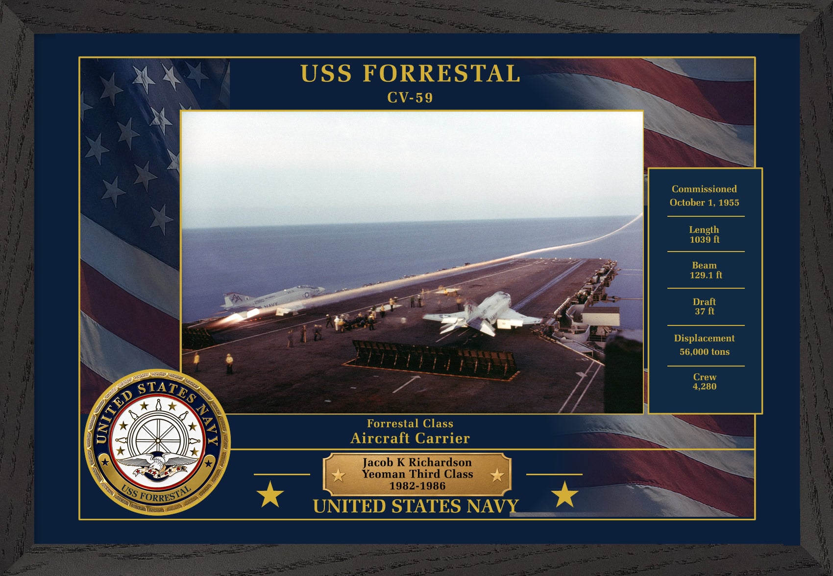 USS Forrestal CV-59 Framed Patriotic Photo