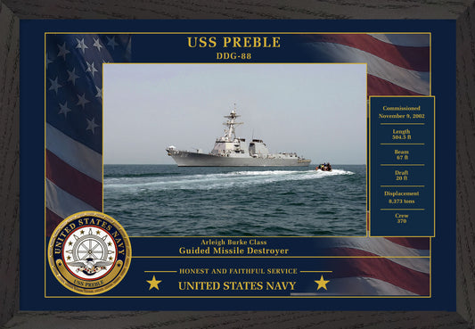USS Preble DDG-88 Framed Patriotic Photo