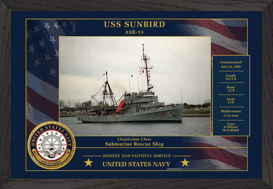 USS Sunbird ASR-15 Framed Patriotic Photo