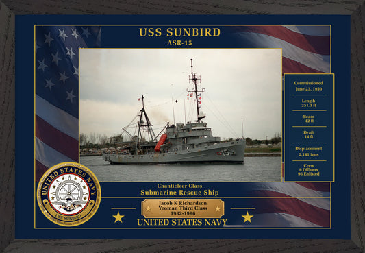 USS Sunbird ASR-15 Framed Patriotic Photo