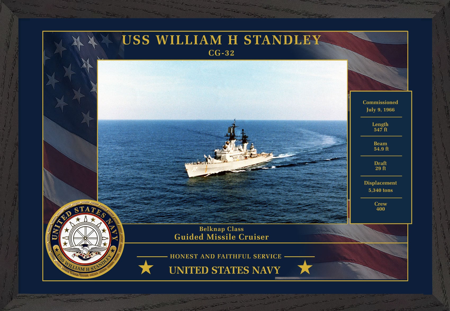 USS William H Standley CG-32 Framed Patriotic Photo