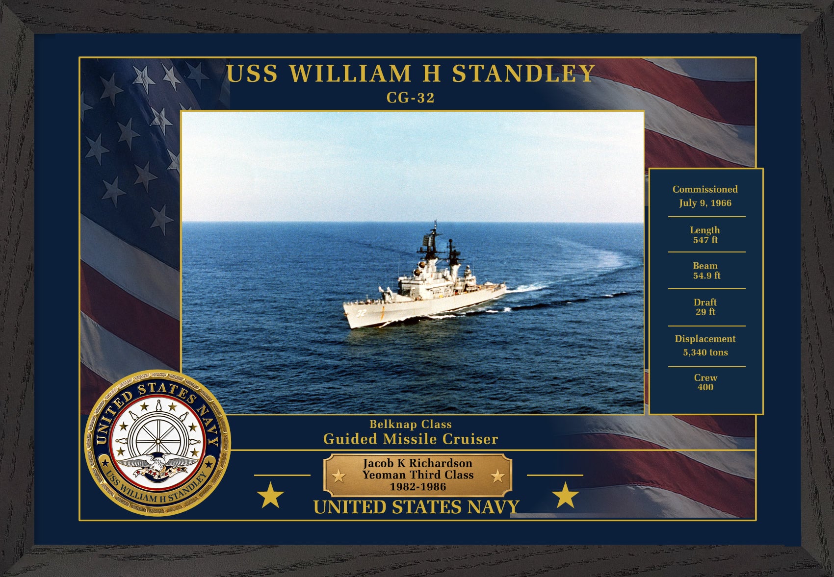 USS William H Standley CG-32 Framed Patriotic Photo