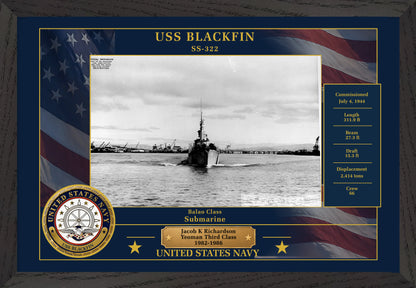 USS Blackfin SS-322 Framed Patriotic Photo