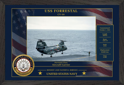 USS Forrestal CV-59 Framed Patriotic Photo