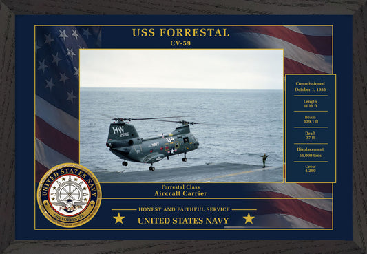 USS Forrestal CV-59 Framed Patriotic Photo