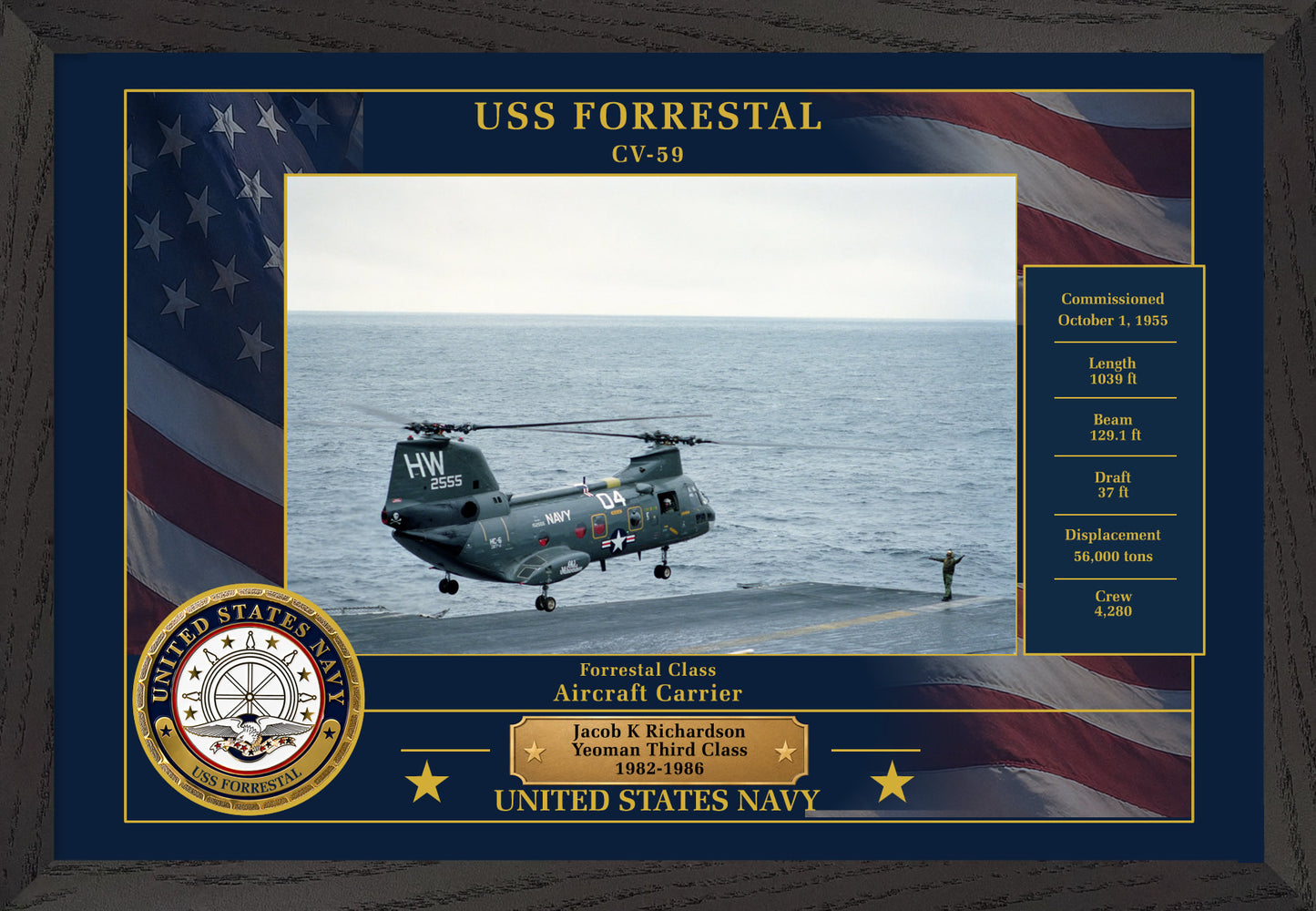 USS Forrestal CV-59 Framed Patriotic Photo
