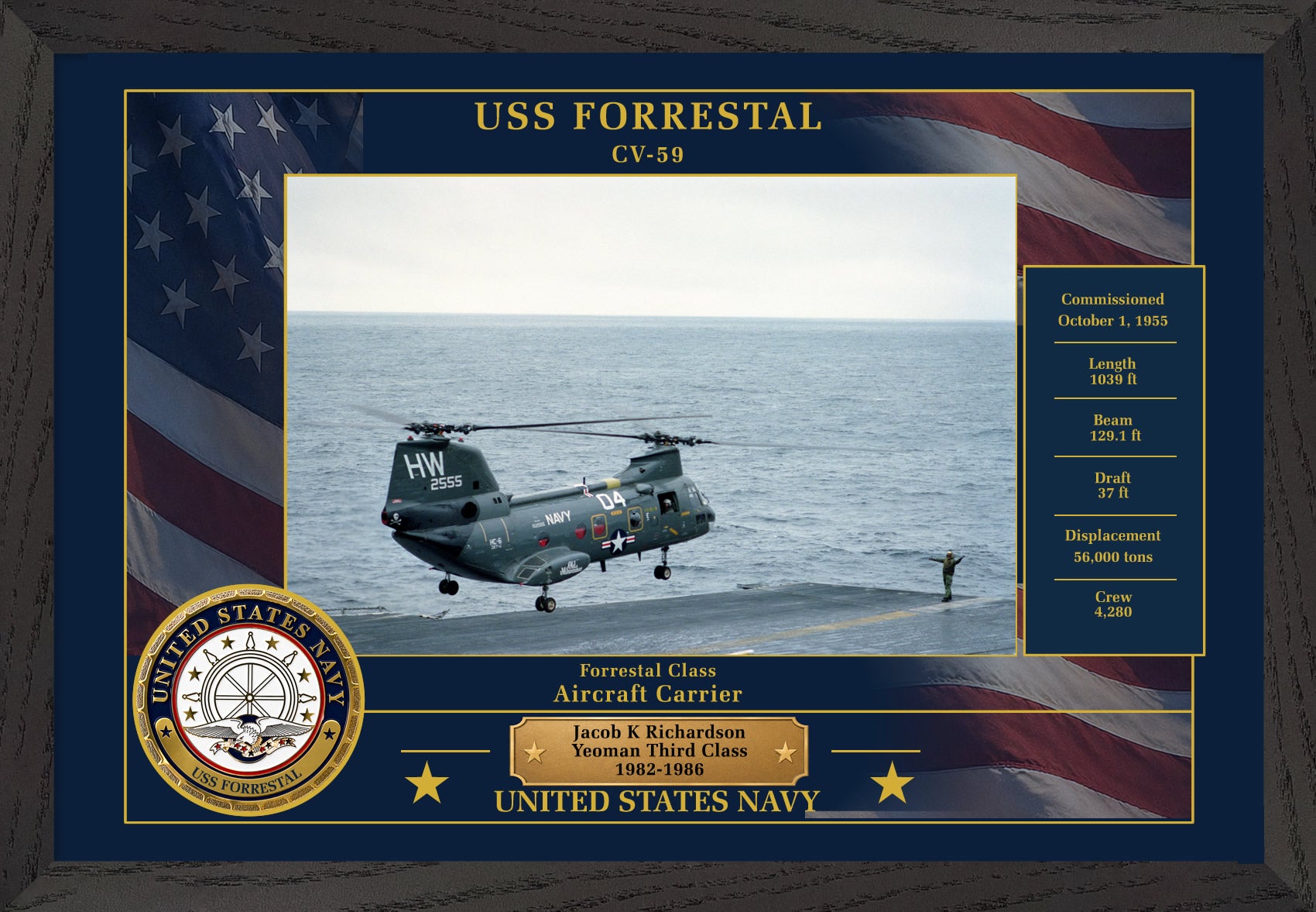 USS Forrestal CV-59 Framed Patriotic Photo