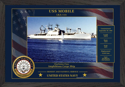USS Mobile LKA-115 Framed Patriotic Photo