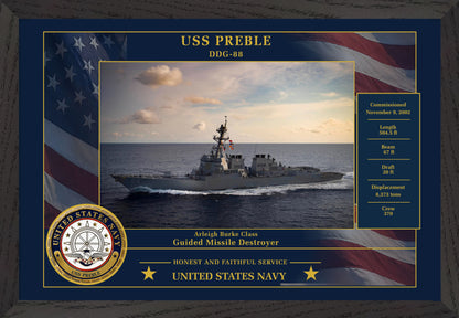 USS Preble DDG-88 Framed Patriotic Photo