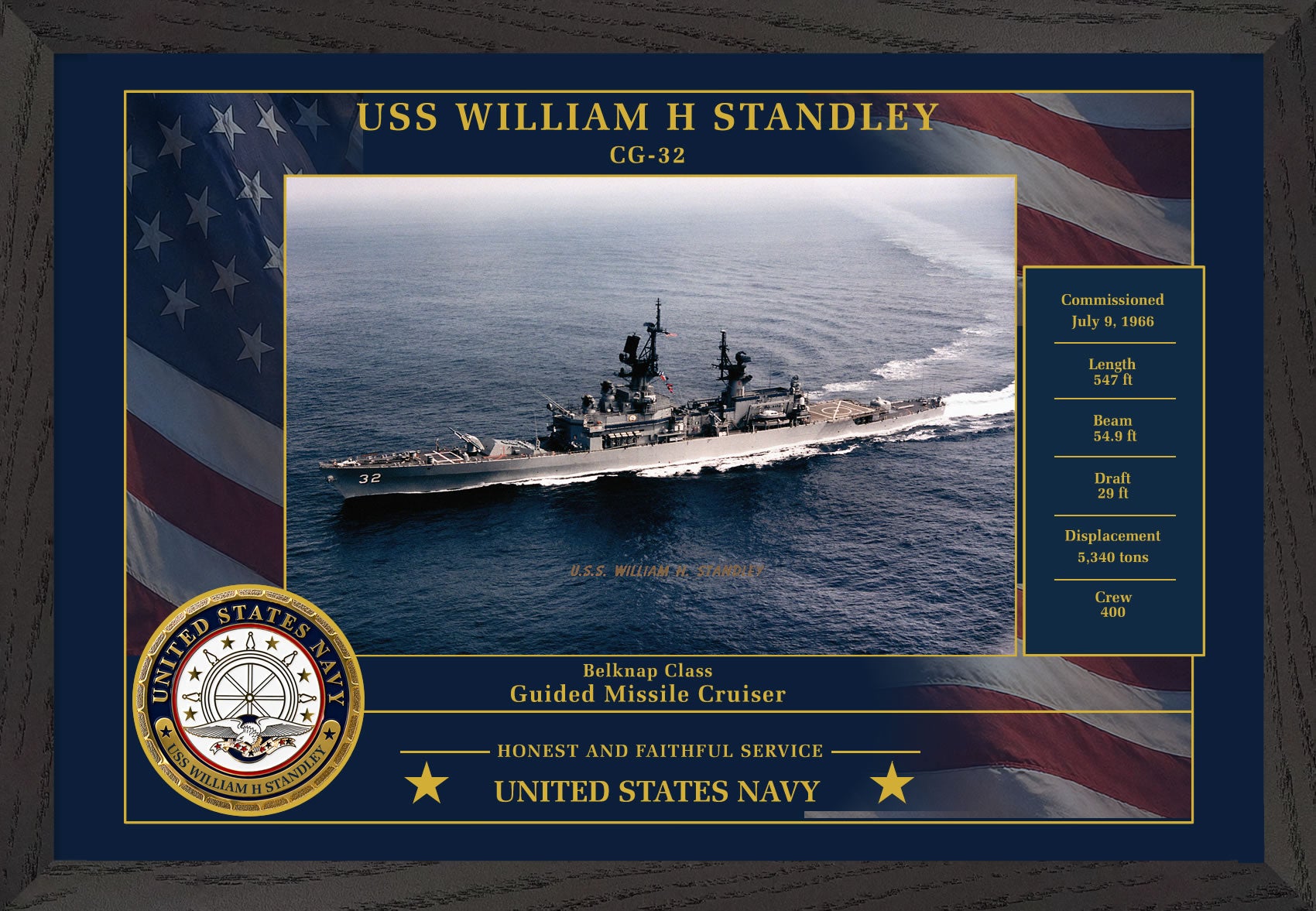 USS William H Standley CG-32 Framed Patriotic Photo