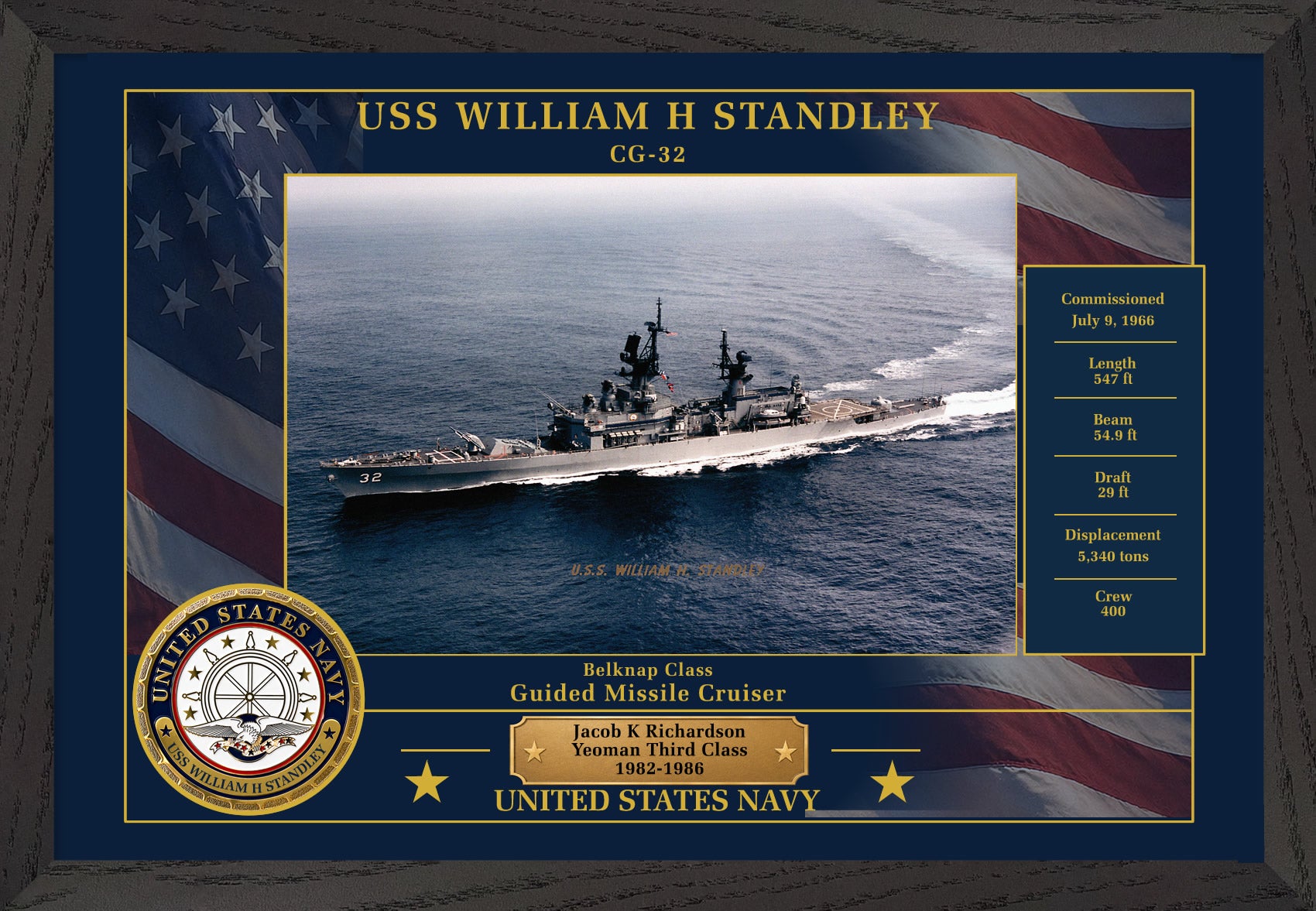 USS William H Standley CG-32 Framed Patriotic Photo