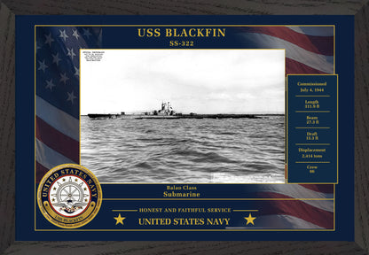 USS Blackfin SS-322 Framed Patriotic Photo